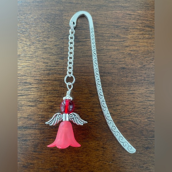 Handmade Red Angel Fairy Bookmark with Silver Tone Hook - ideal Gift - Picture 1 of 7